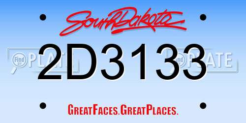 2D3133 South Dakota License Plate