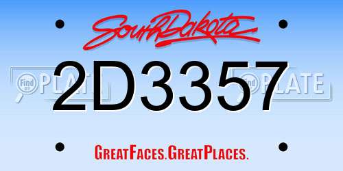 2D3357 South Dakota License Plate