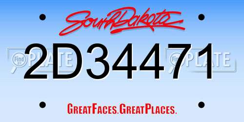 2D34471 South Dakota License Plate