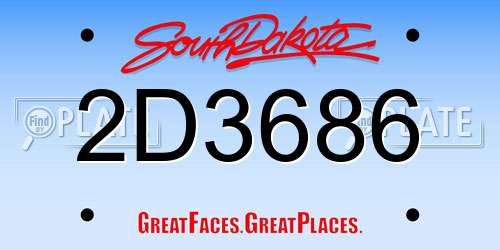 2D3686 South Dakota License Plate