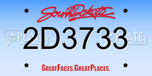 2D3733 South Dakota License Plate
