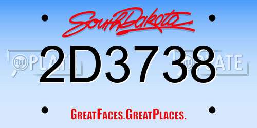 2D3738 South Dakota License Plate