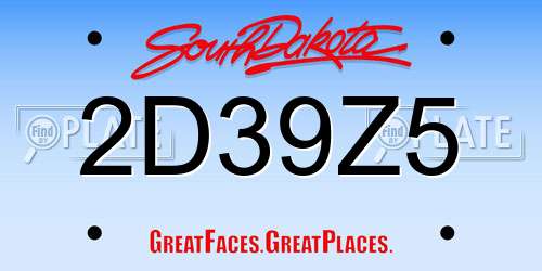 2D39Z5 South Dakota License Plate