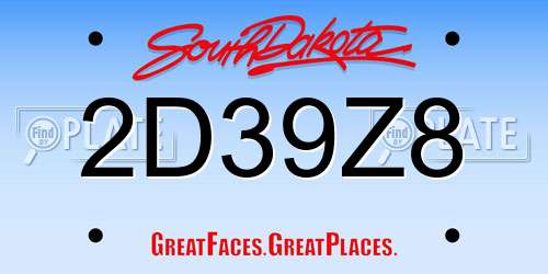 2D39Z8 South Dakota License Plate
