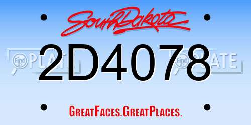 2D4078 South Dakota License Plate