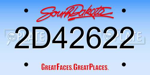 2D42622 South Dakota License Plate