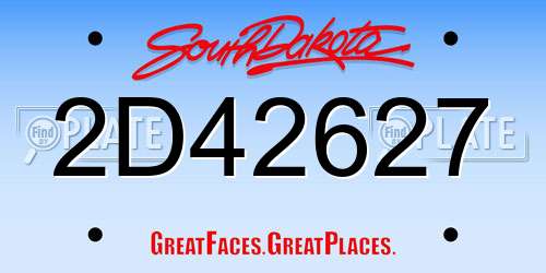 2D42627 South Dakota License Plate