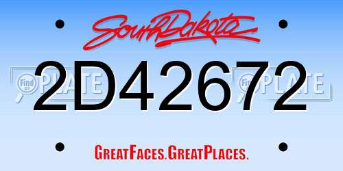 2D42672 South Dakota License Plate