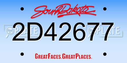 2D42677 South Dakota License Plate