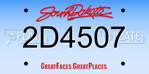 2D4507 South Dakota License Plate