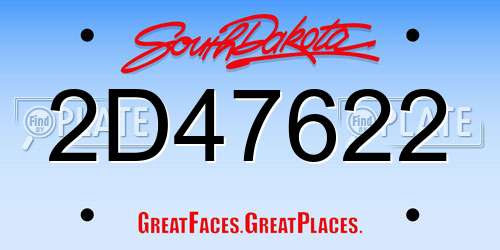 2D47622 South Dakota License Plate