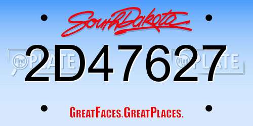 2D47627 South Dakota License Plate