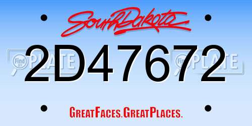 2D47672 South Dakota License Plate