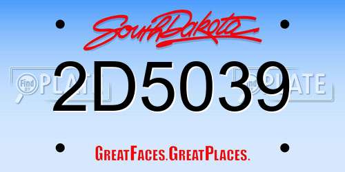2D5039 South Dakota License Plate