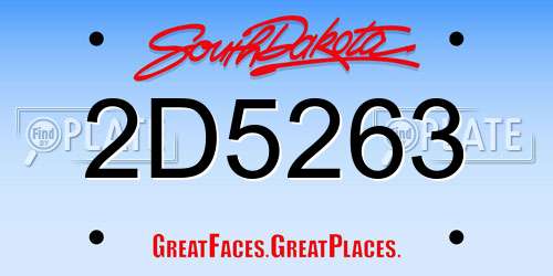 2D5263 South Dakota License Plate