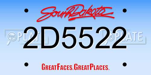 2D5522 South Dakota License Plate