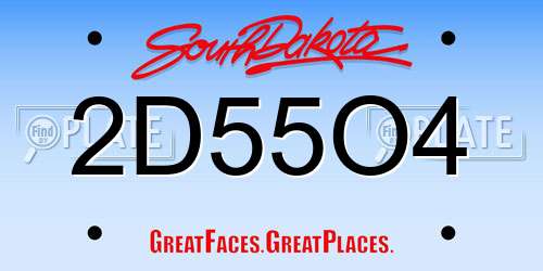 2D55O4 South Dakota License Plate