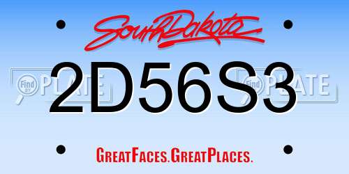 2D56S3 South Dakota License Plate