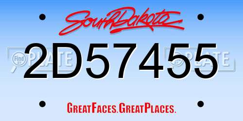 2D57455 South Dakota License Plate
