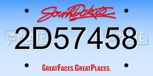 2D57458 South Dakota License Plate