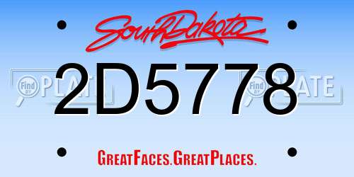 2D5778 South Dakota License Plate