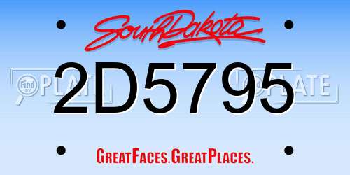 2D5795 South Dakota License Plate