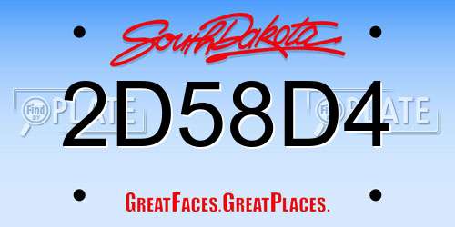2D58D4 South Dakota License Plate