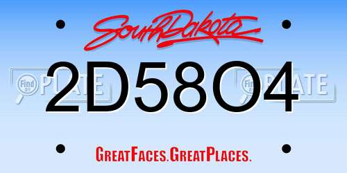 2D58O4 South Dakota License Plate