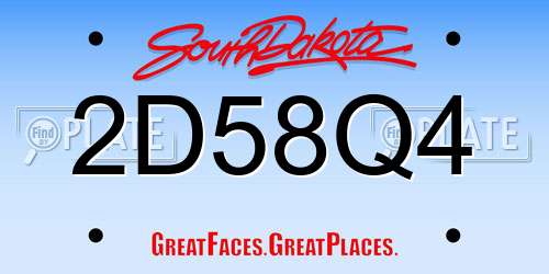 2D58Q4 South Dakota License Plate