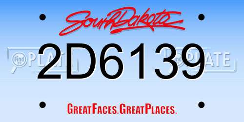 2D6139 South Dakota License Plate