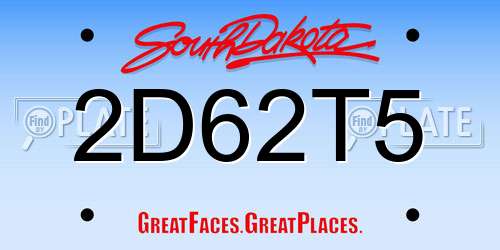 2D62T5 South Dakota License Plate