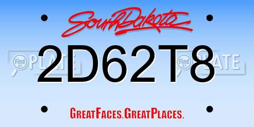2D62T8 South Dakota License Plate