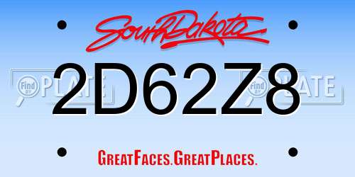 2D62Z8 South Dakota License Plate