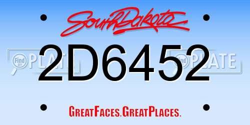 2D6452 South Dakota License Plate