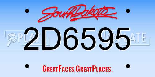 2D6595 South Dakota License Plate