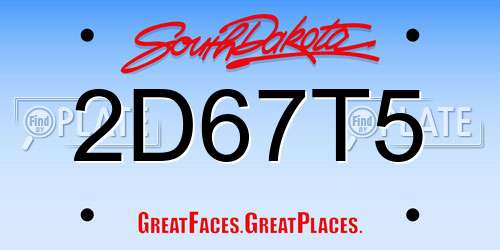 2D67T5 South Dakota License Plate