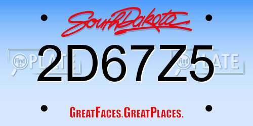 2D67Z5 South Dakota License Plate