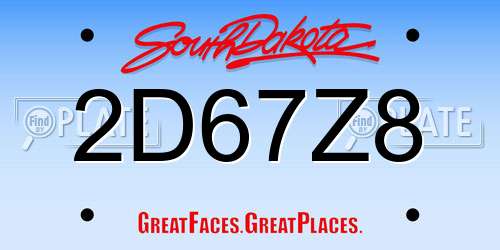 2D67Z8 South Dakota License Plate