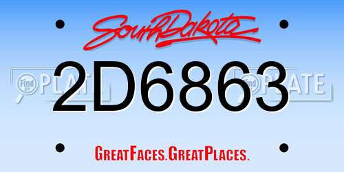 2D6863 South Dakota License Plate