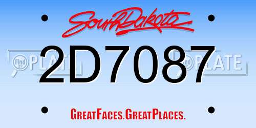 2D7087 South Dakota License Plate