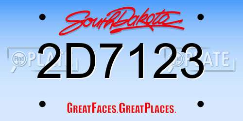 2D7123 South Dakota License Plate