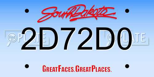 2D72D0 South Dakota License Plate