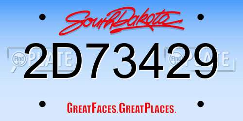2D73429 South Dakota License Plate