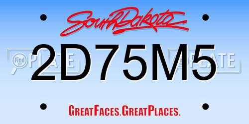 2D75M5 South Dakota License Plate
