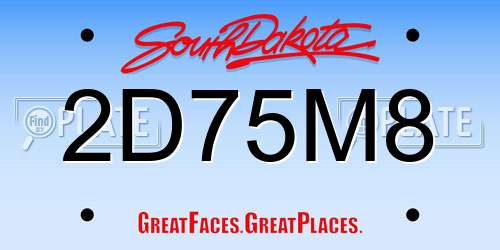 2D75M8 South Dakota License Plate