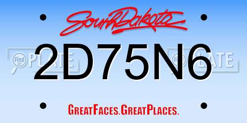 2D75N6 South Dakota License Plate