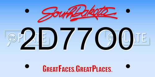 2D77O0 South Dakota License Plate