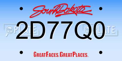 2D77Q0 South Dakota License Plate