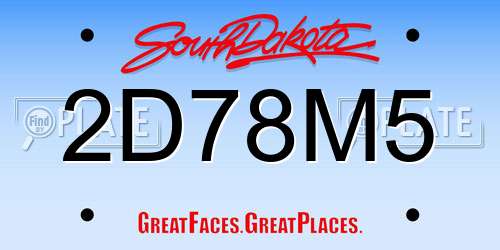 2D78M5 South Dakota License Plate