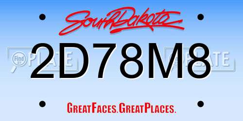 2D78M8 South Dakota License Plate
